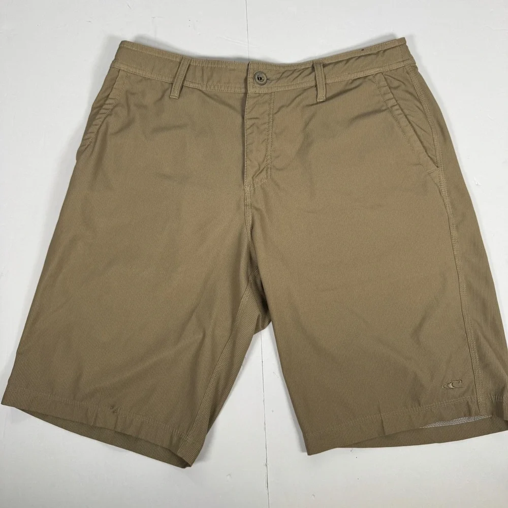 O'Neill Hybrid Shorts Mens 32 Tan Brown Stretch Boardshorts Surf Skate Beach